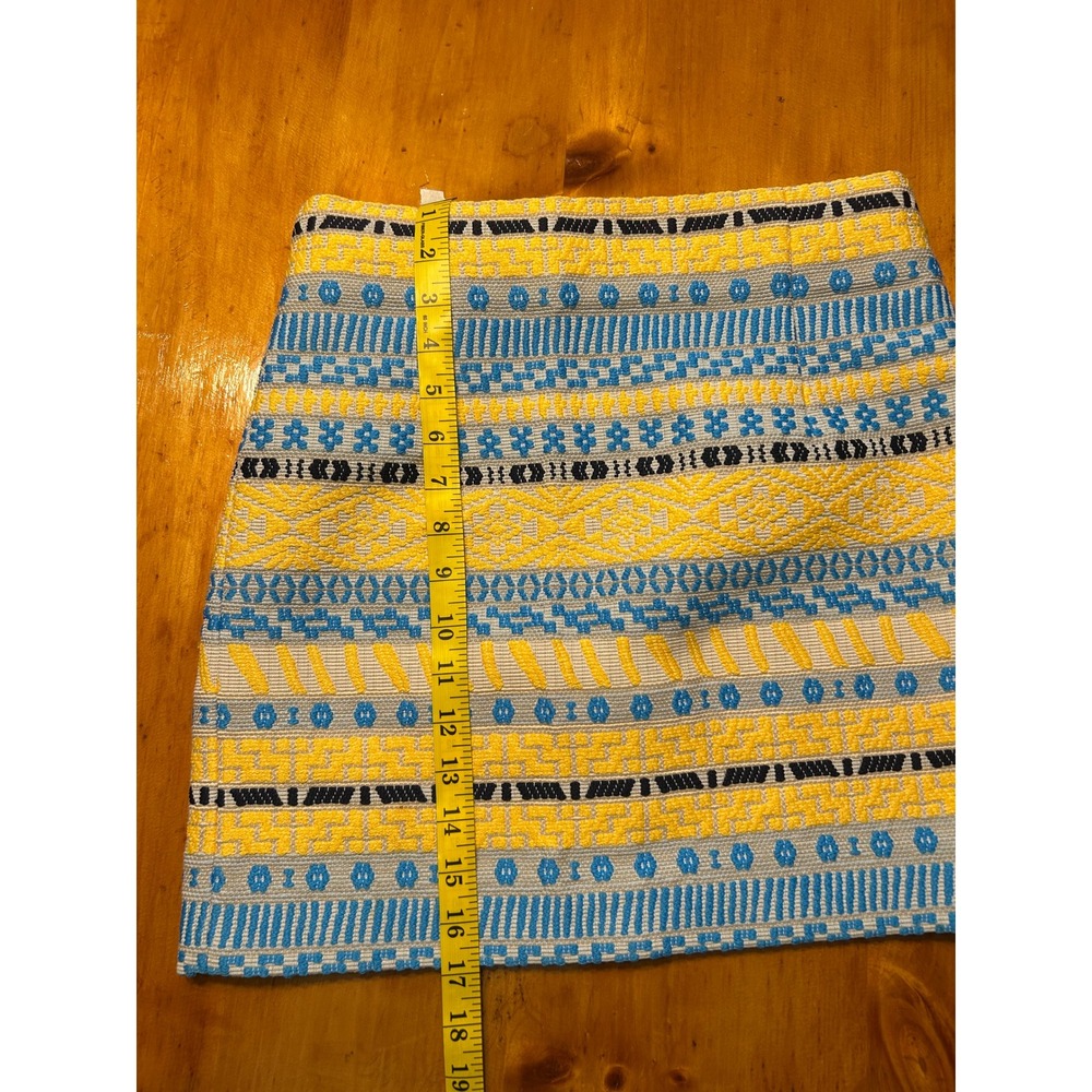 Zara Woman Yellow Blue Geometric Jacquard Mini Skirt Size S Tapestry A-Line - Picture 3 of 12